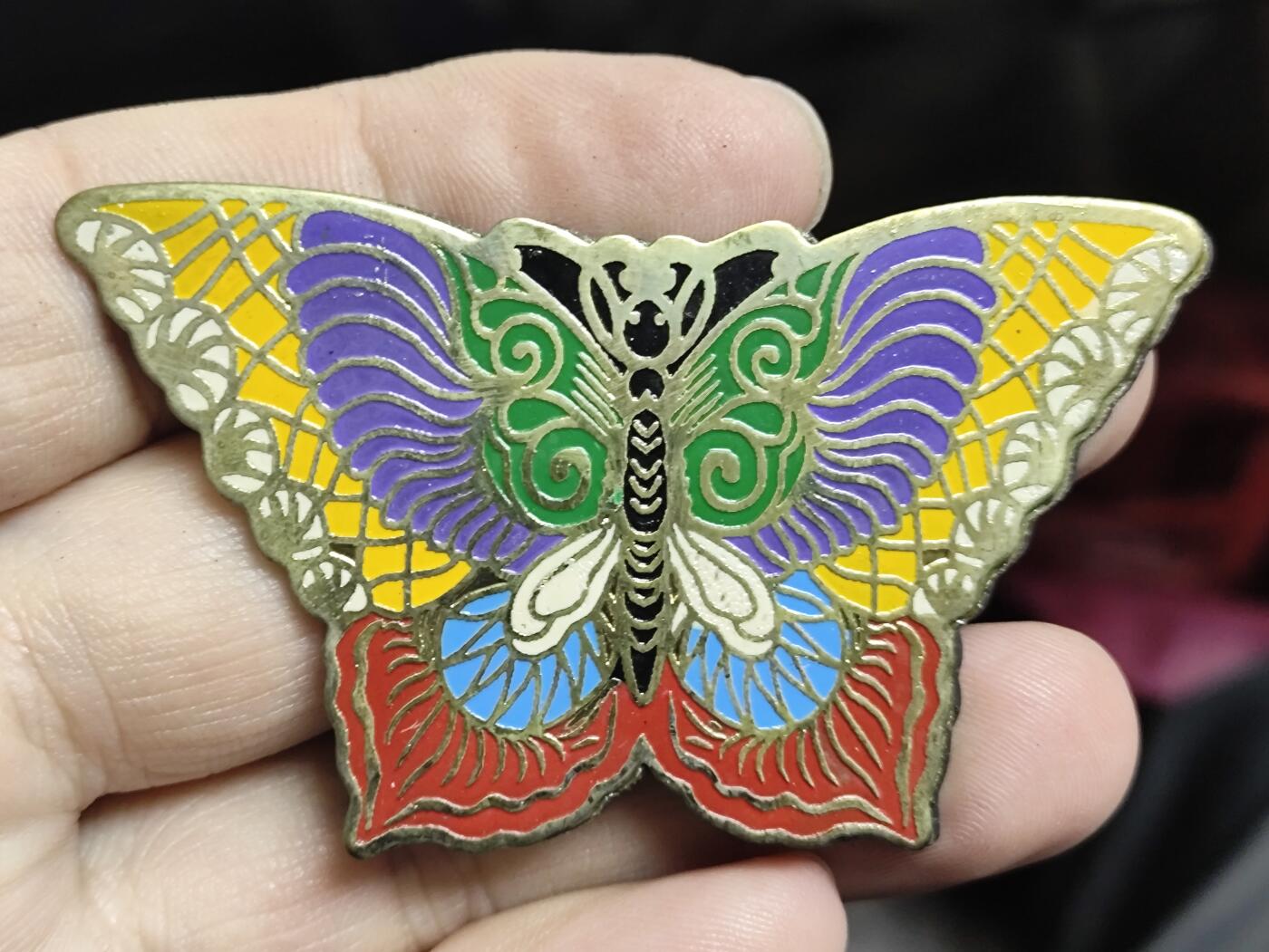 浓郁中国风景泰蓝冰箱贴 蝴蝶