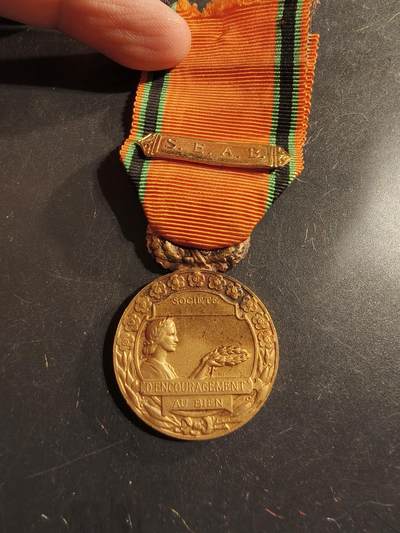 老王徽章第175期 - 法国金级鼓励美德协会奖章    带勋条