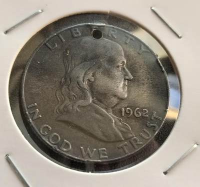 外国优质银币非洲美洲币，周六九点倒数截拍，满百包邮，持续收拍 - 美国1962 年富兰克林半元银币D版，正面是富兰克林头像配 “自由” 字样，背面是独立钟 + 小鹰饰，带 “合众为一” 格言，版式独特、是经典纪念币，收藏辨识度高。