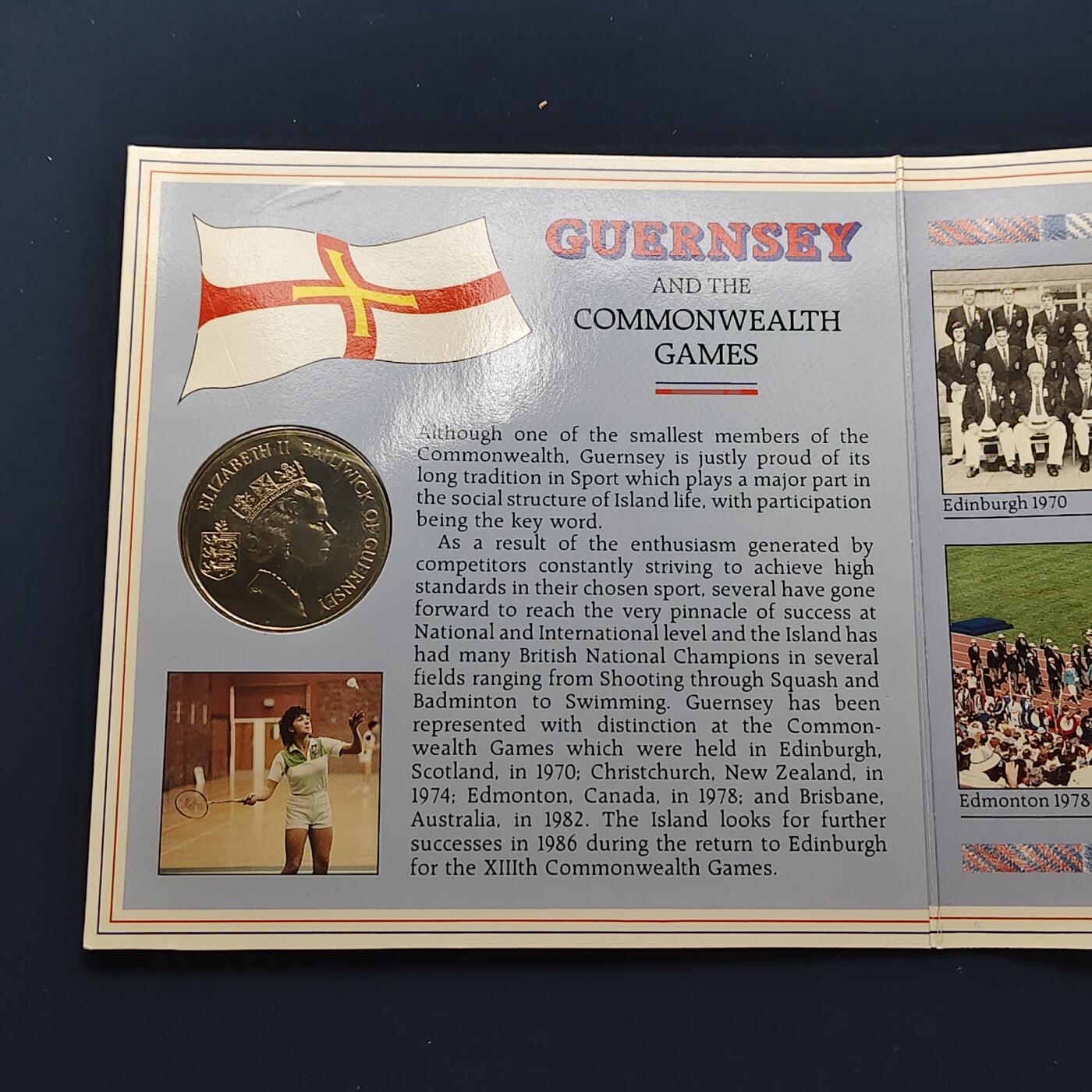 【全场包邮】纯粹捡漏拍492场【封装套币专场】-注意佣金 根西1986年2镑爱丁堡英联邦运动会官方卡装克朗型纪念币