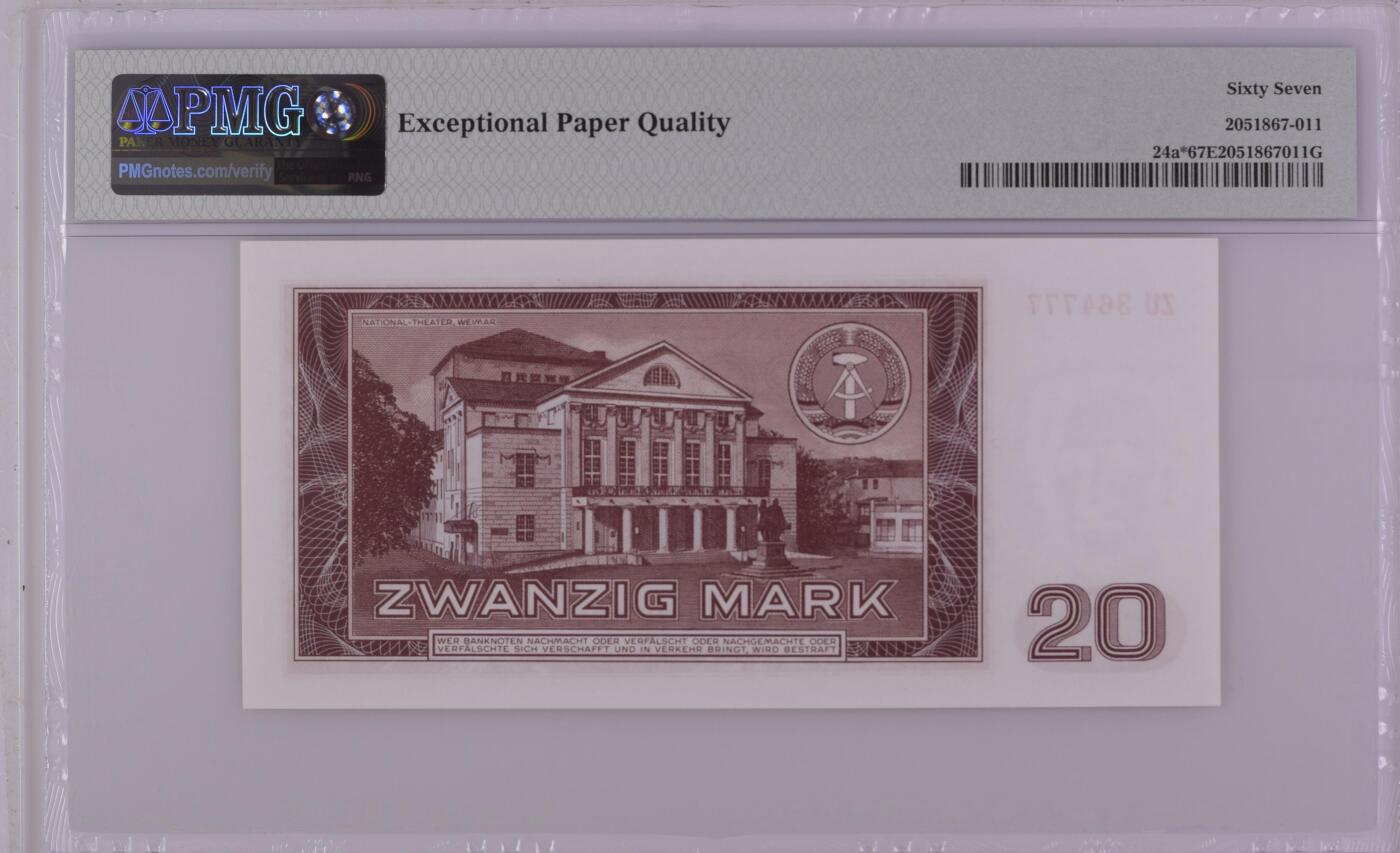 🐍甜小邱世界纸币收藏🐍第139期精品场💐 【亚军分+ZU补号777豹子号】PMG67 民主德国 20马克 1964