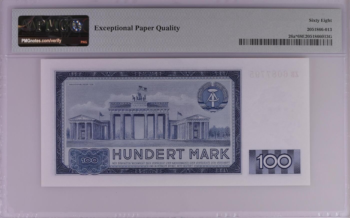 🐍甜小邱世界纸币收藏🐍第139期精品场💐 【冠军分+稀少补号】PMG68 民主德国 100马克 最高值 马克思 1964
