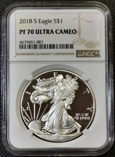 “甄选寰宇 · 臻藏岁华”新年精品场（直播拍卖）-甄臻铺-世界币章拍卖（第47期）送拍享返佣金等优惠多多 - NGC-PF70UC 美国2018年S厂行走女神一元，满分无瑕
