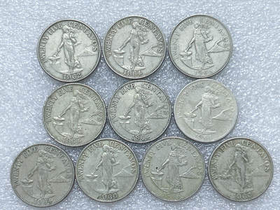 第一海外回流一元起拍收藏 散集专场  第289期 - 菲律宾60年代火山打铁女神25分硬币 10枚