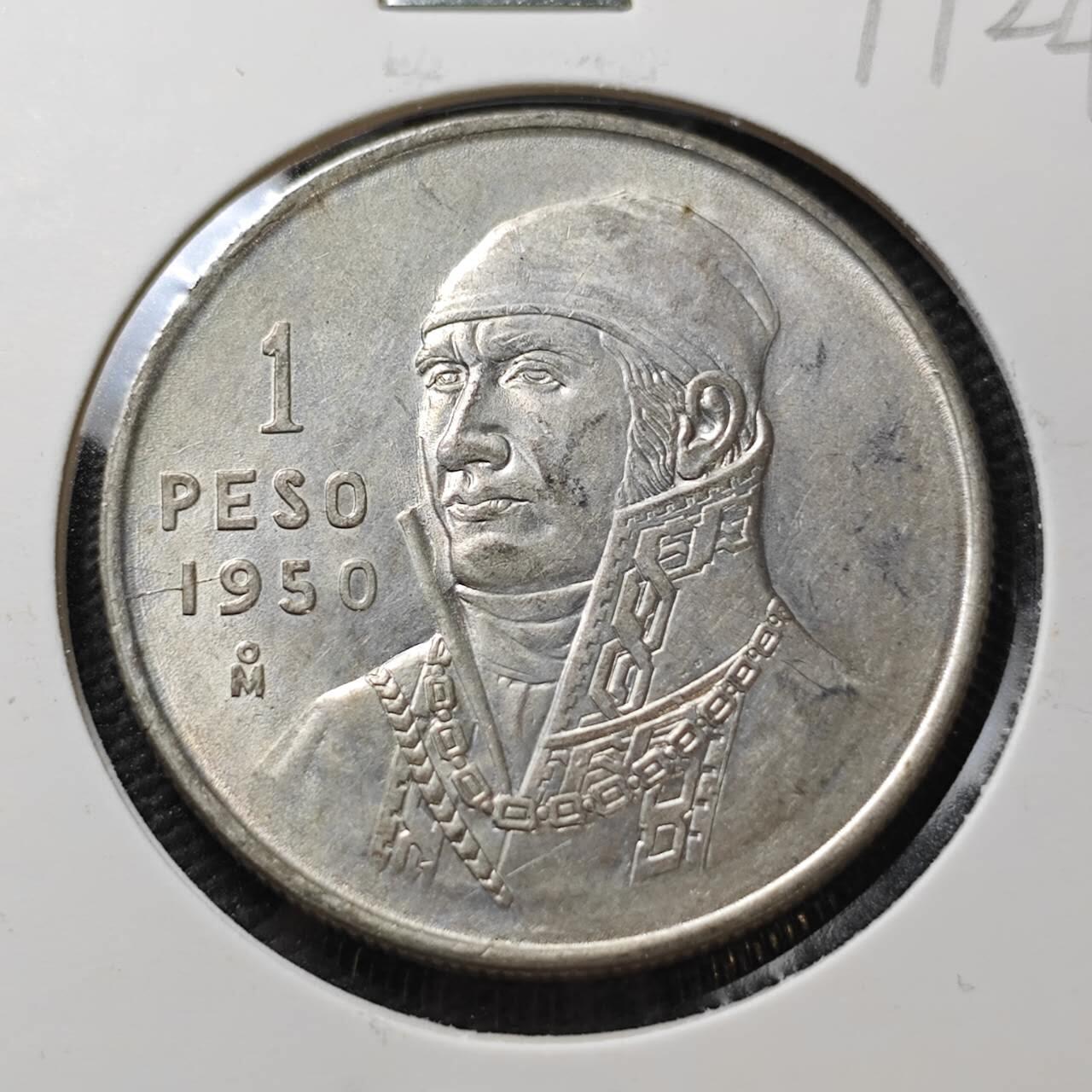 KK钱币收藏小铺  第399期  百期特拍（四拍之三）2月预留时间 周末发货  1950墨西哥1比索银币 带光品