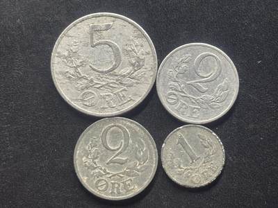 邮泉阁限时拍卖第三十九场 欧洲专场（硬币在国外。请付邮费6元。） - 丹麦克里斯蒂安十世国王铝币4枚