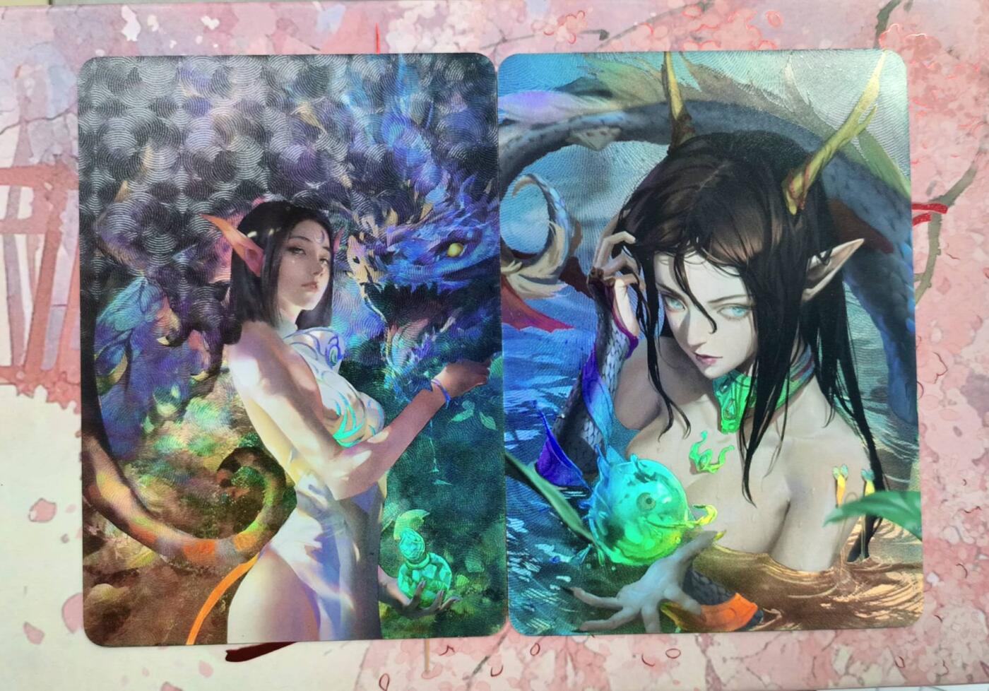 满200包邮！龙虎卡牌-七一场（满200元包邮，无佣金，每周六结拍，欢迎送拍） 彩闪2张 卡将龙女一对