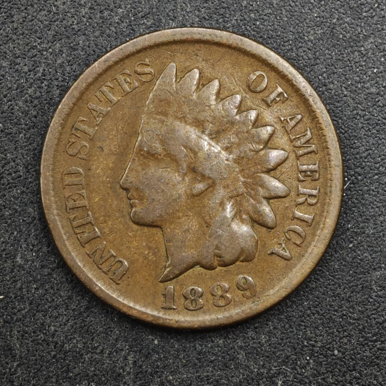 【淘币小摊】实时拍第八百四十四拍   散币场   满百包邮可预留二周 每周一统一发货   美国1889年印第安一分铜币