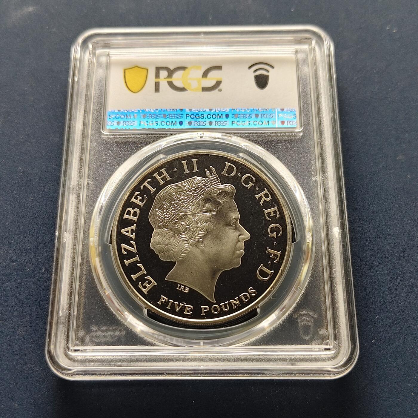 【全场包邮】纯粹捡漏拍493场 【收藏级】英国2005年5镑特拉法加尔海战200周年精制克朗型纪念银币-PCGS PR67 DCAM（更高分仅5枚）