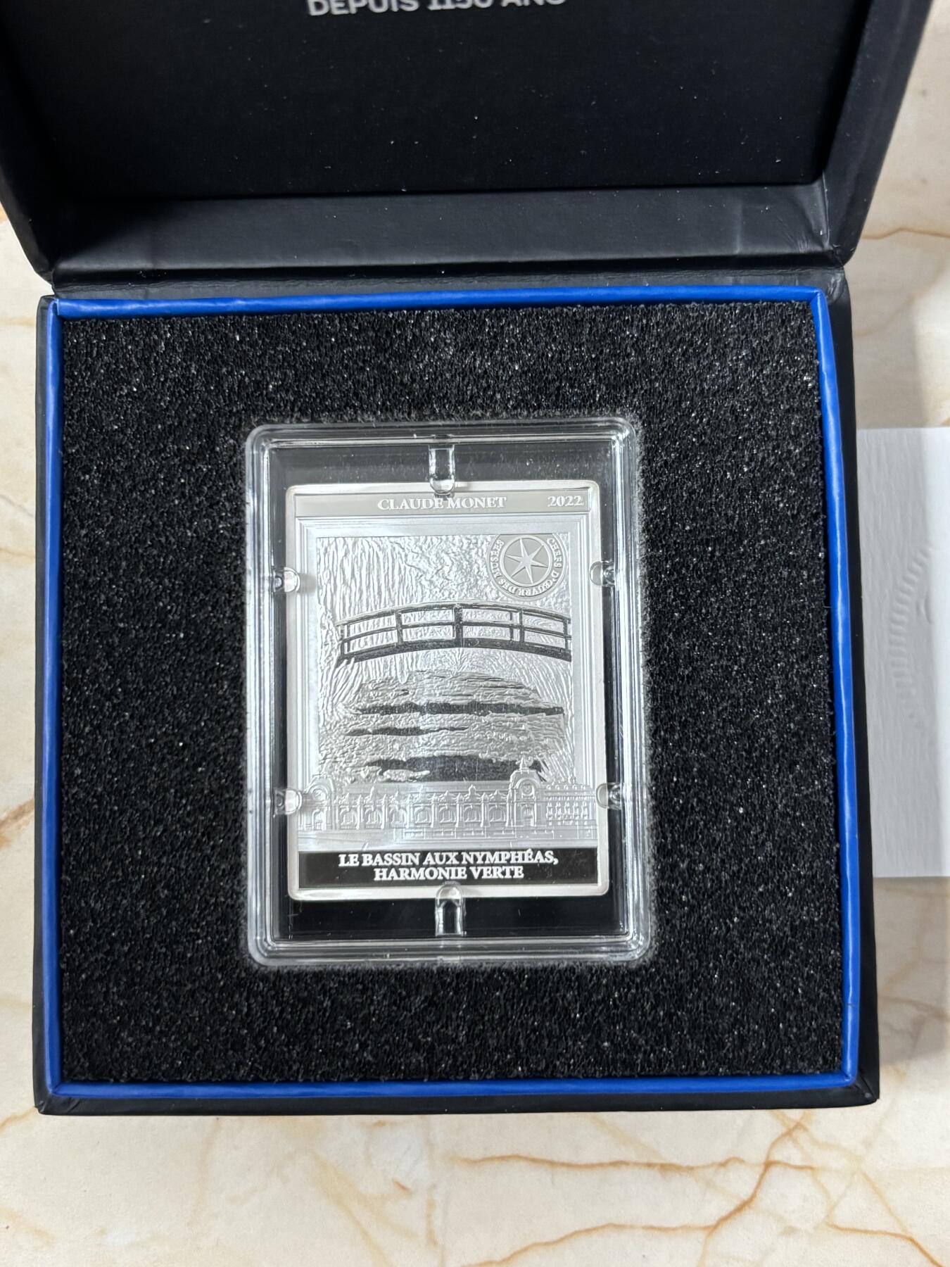 第187期拍卖 法国2022年博物馆的杰作系列莫奈睡莲矩形纪念银币，999银，22.2克，发行量3000枚