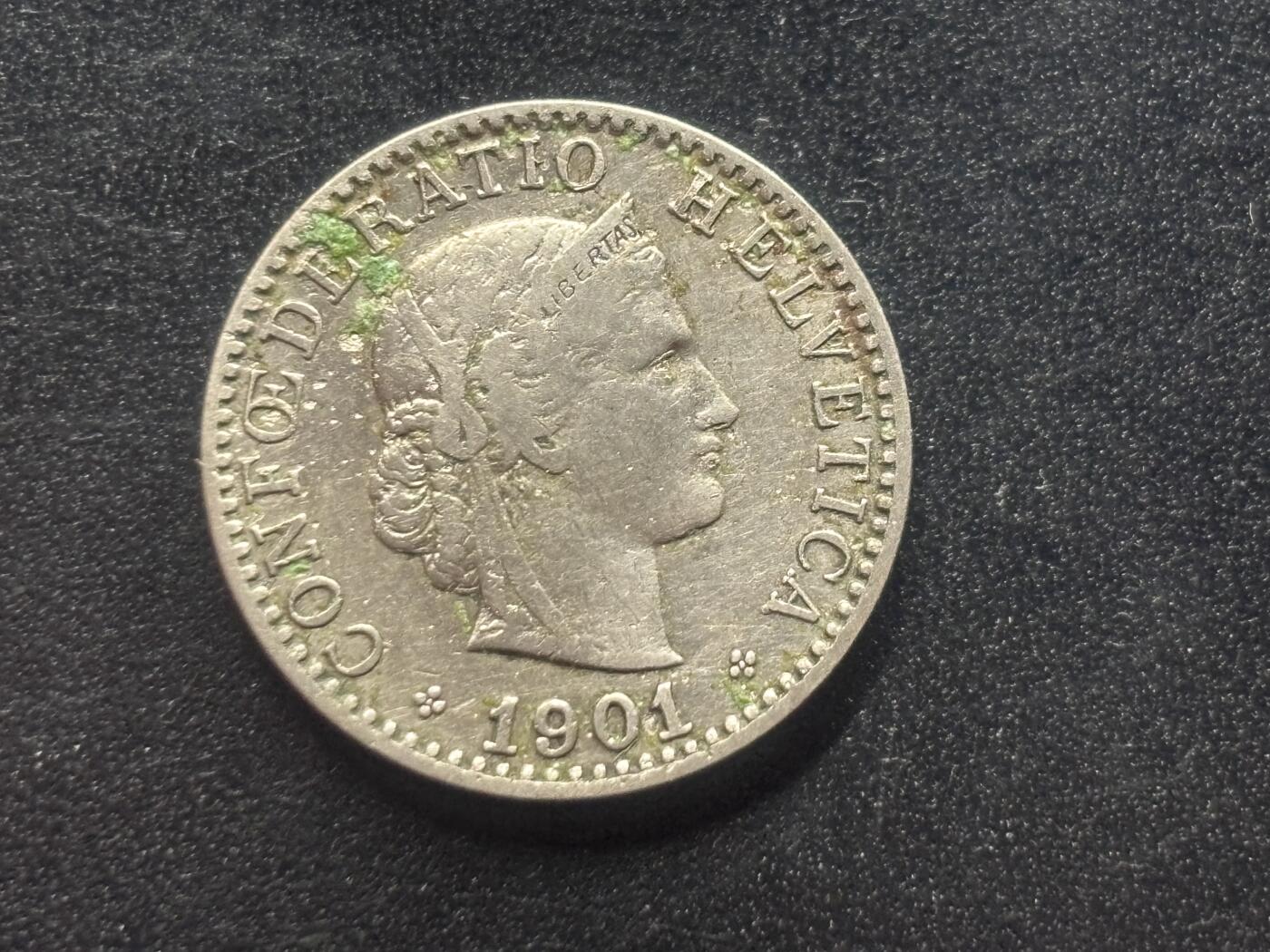 邮泉阁限时拍卖第三十九场 欧洲专场（硬币在国外。请付邮费6元。） 瑞士1901年20拉彭