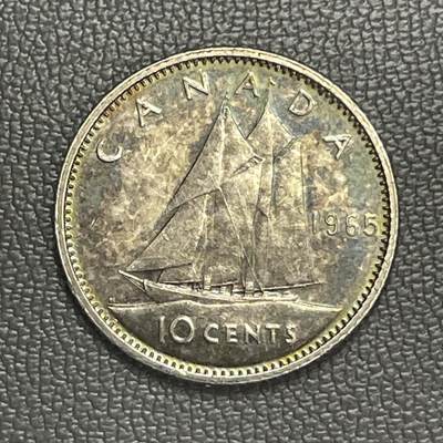 回流0110 - 加拿大1965年10分银币 "Bluenose"号纵帆船 2.33克80%银