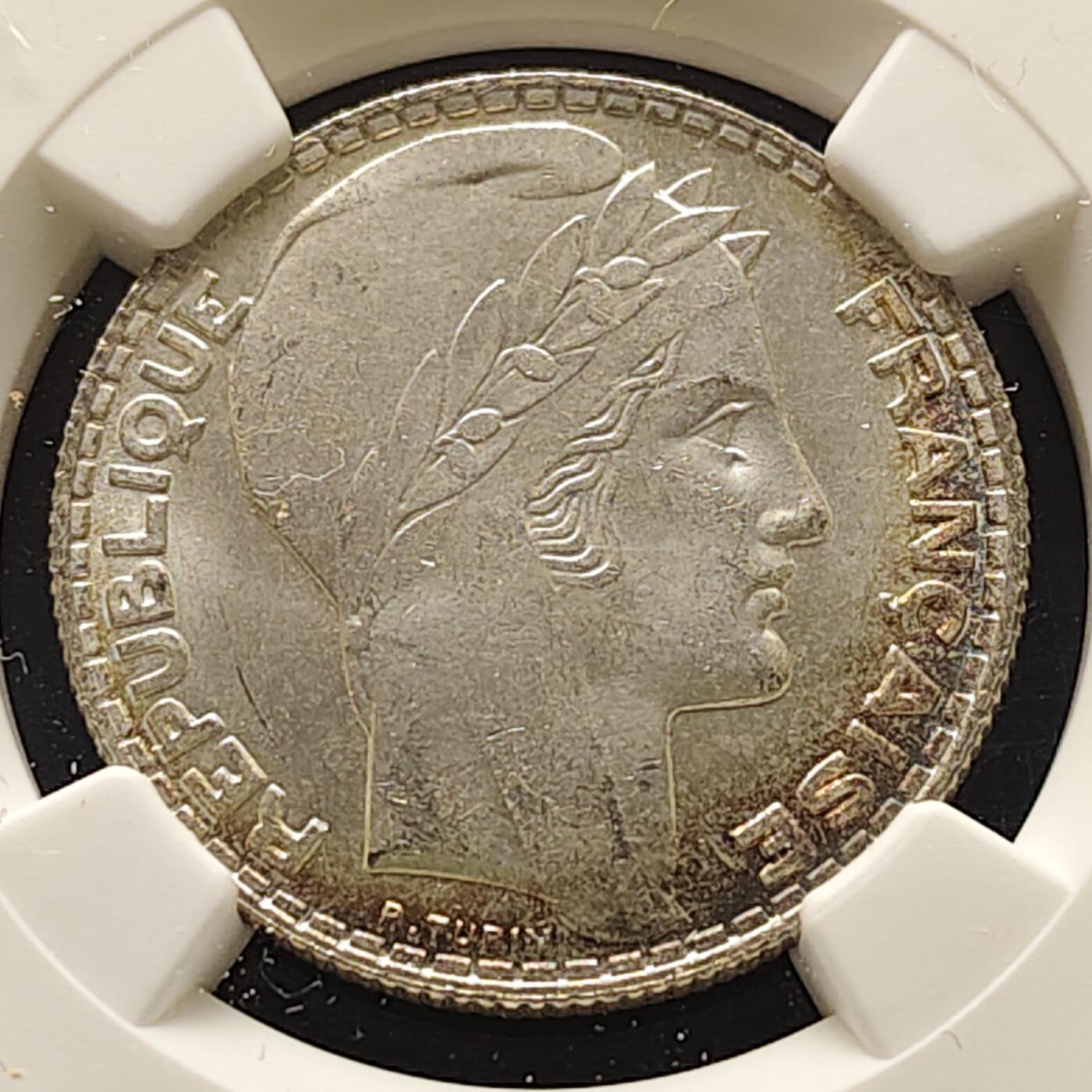 【全场包邮】纯粹捡漏拍493场 法国1932年10法郎银币【28毫米10克】-NGC MS64