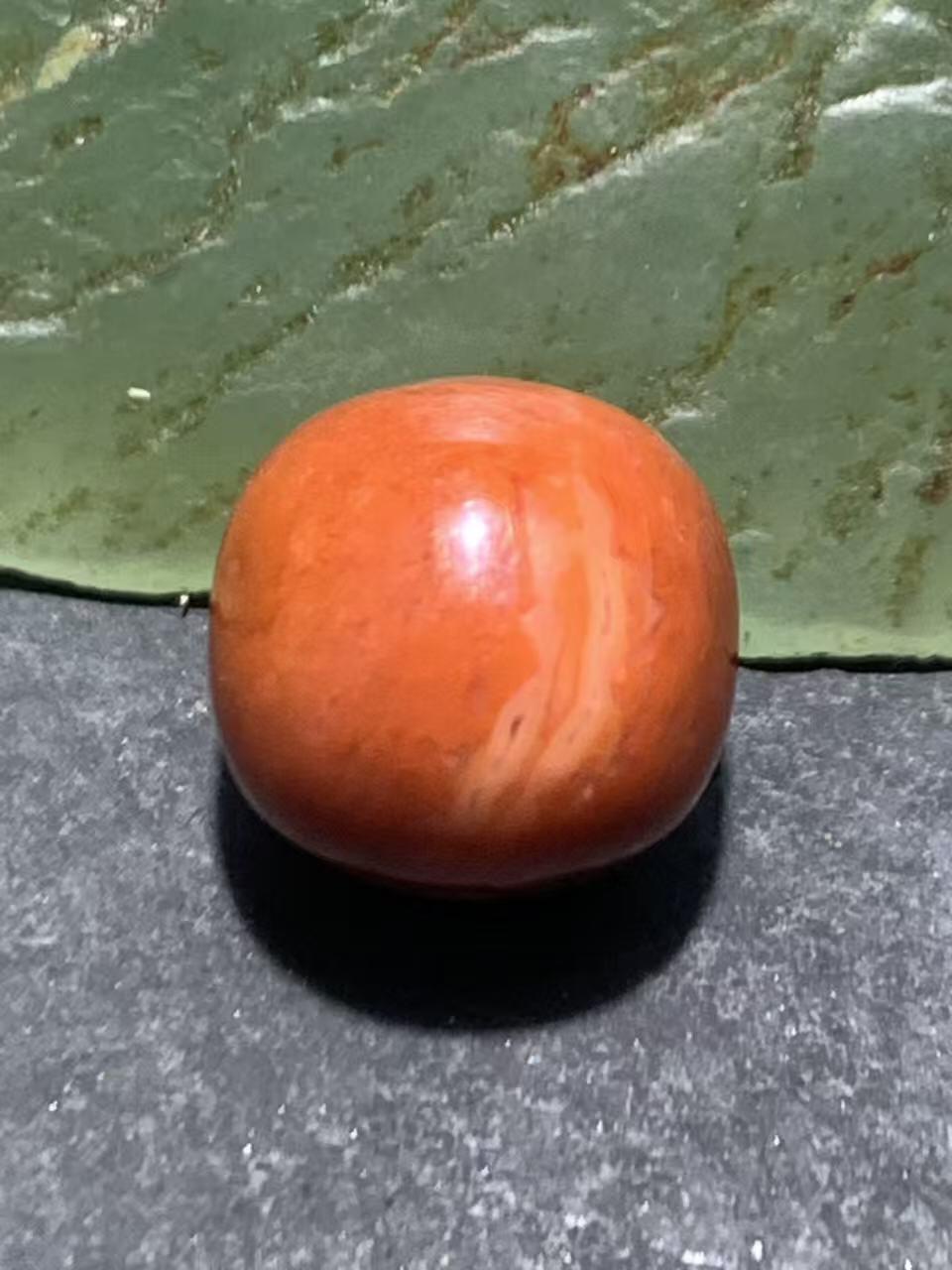 川料冰飘柿子红南红玛瑙随形老形桶珠一颗！配串利器！