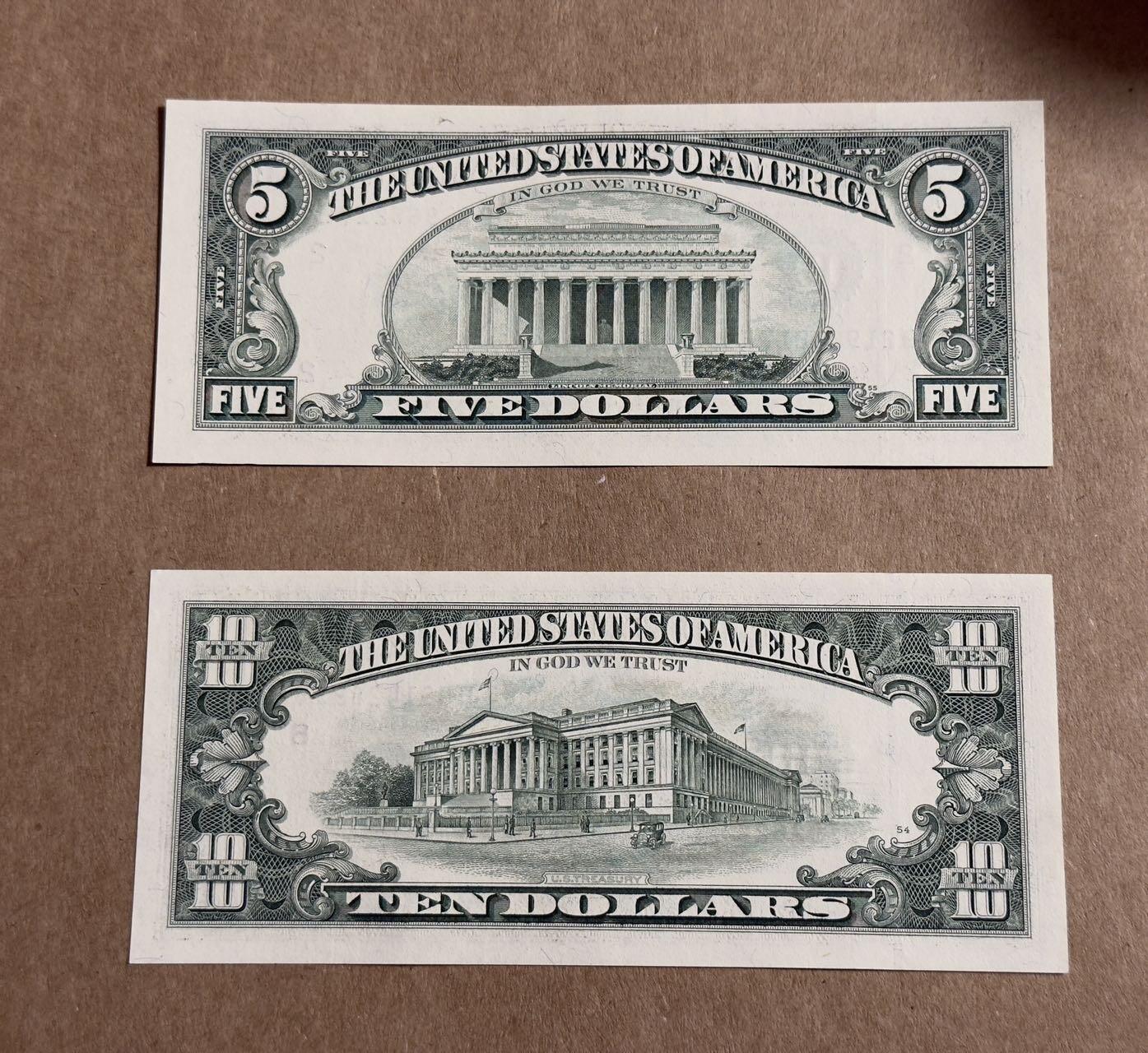 【礼羽收藏】🌏世界钱币拍卖第119期 95年小头版5-10美元两张unc品相