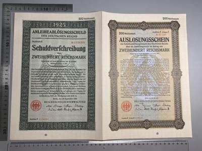 小驴勋章奖章收藏1月10日周六晚六点拍卖（珍爱和平，收藏战争，铭记历史，勿忘国耻，忠党爱国。有偿代拍，送拍规则在简介最后，参拍须阅读规则后再参拍，关系到运费包装发货时效真假辨别等关键信息，拍卖时不再发原图，看大图店主微信码在拍卖店铺介绍里） - 25年200马克债券