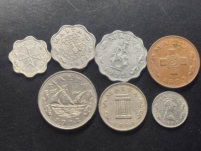 邮泉阁限时拍卖第三十九场 欧洲专场（硬币在国外。请付邮费6元。） 马耳他第一版7枚