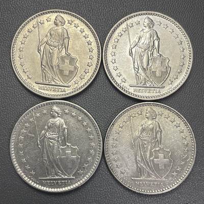 回流0110 - 瑞士1968、70、78、83年2瑞士法郎4枚