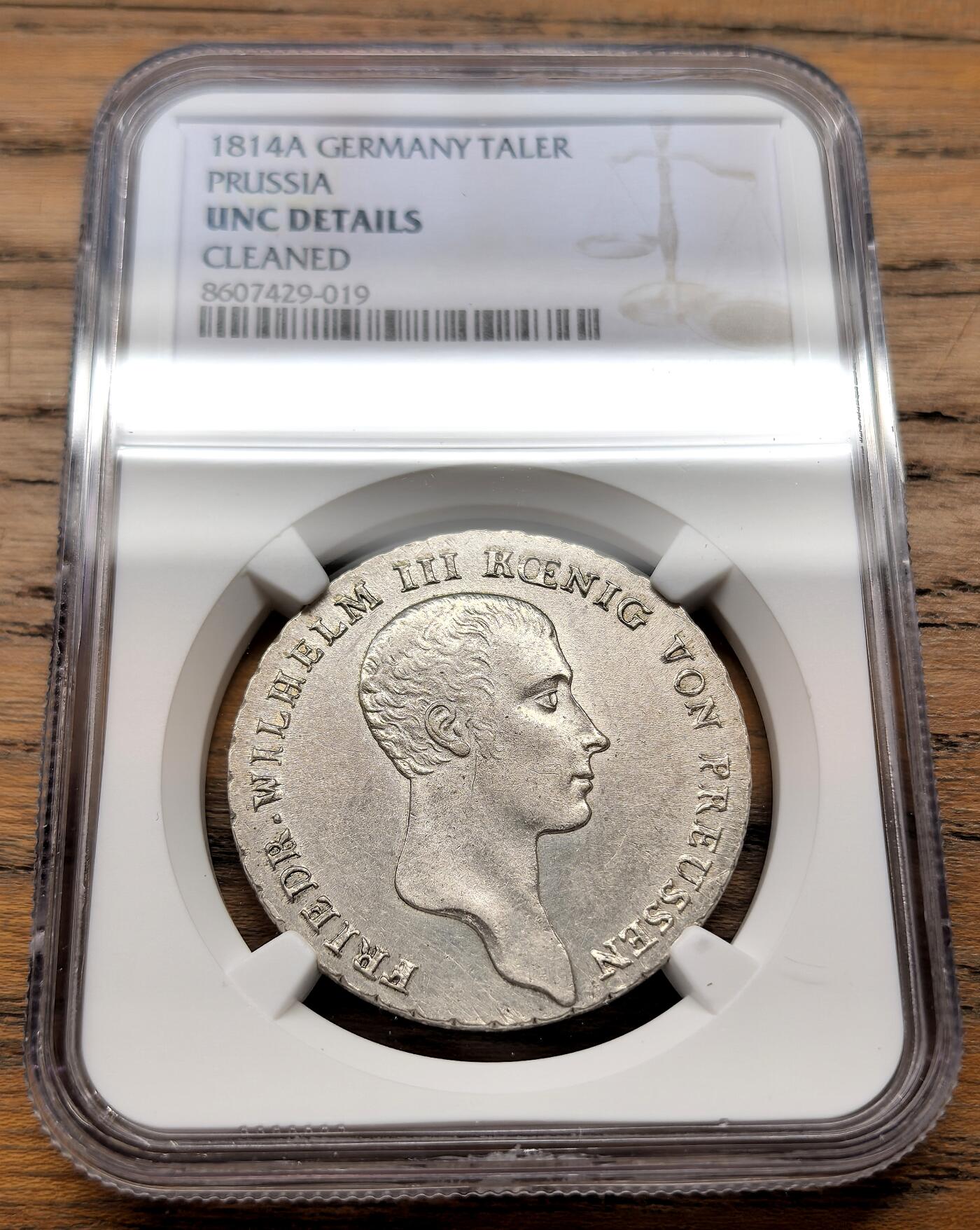 凡希社世界钱币微拍第三百十八期 1814德国普鲁士弗里德里希·威廉三世帝国泰勒大银柏林版NGC-UNCD