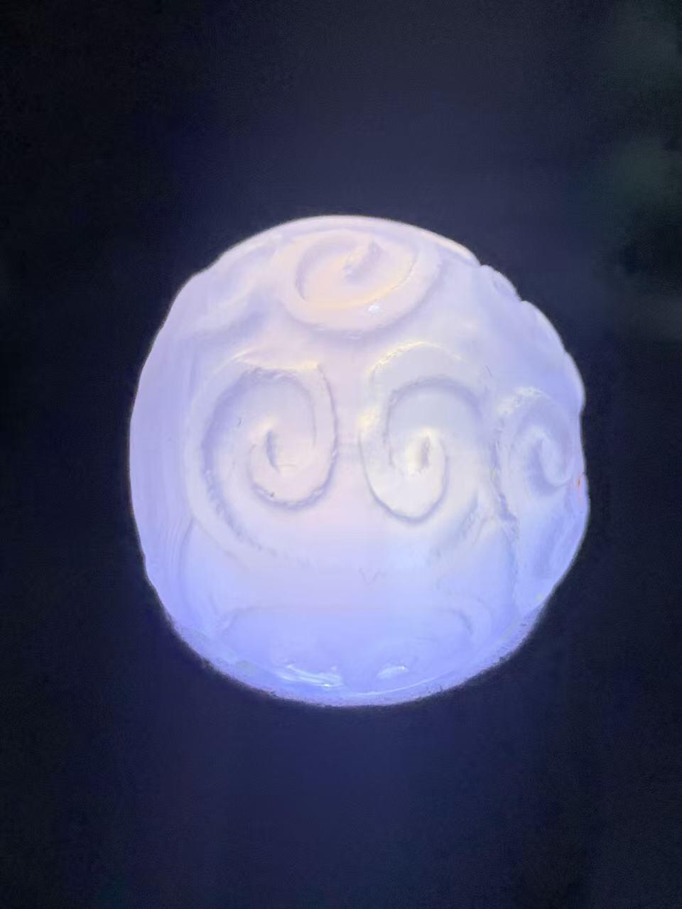 稀有紫罗兰高冰荧光润料玛瑙2.0随形回纹珠一颗