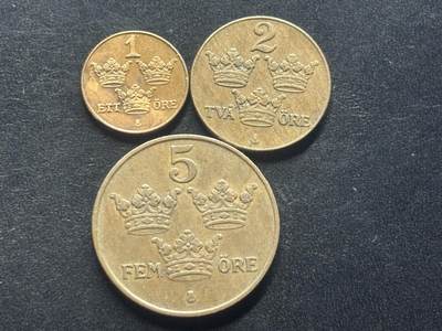 邮泉阁限时拍卖第三十九场 欧洲专场（硬币在国外。请付邮费6元。） 瑞典古斯塔沃五世国王铜币3枚