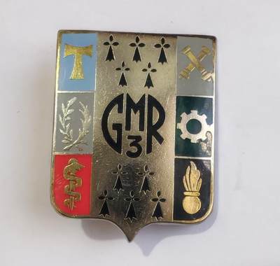 外国货币 - 法国第3共和国卫队机动群（Groupe Mobile de la République 3，GMR 3）的徽章成立于1968年，隶属于法国国家警察总局（内政部），是应对国内骚乱、反恐及重要安保任务的机动部队