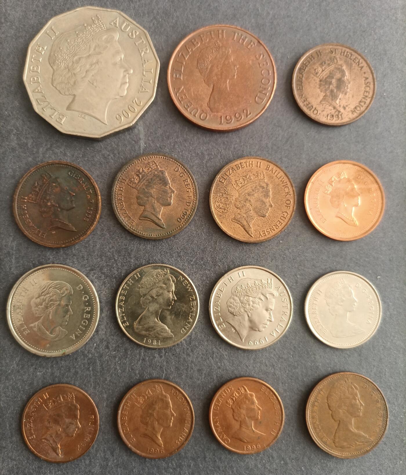 【游宝包邮场】蛇年第106期 纸钞硬币卡牌综合场[二] 女王硬币 英联邦国籍及地区 16枚