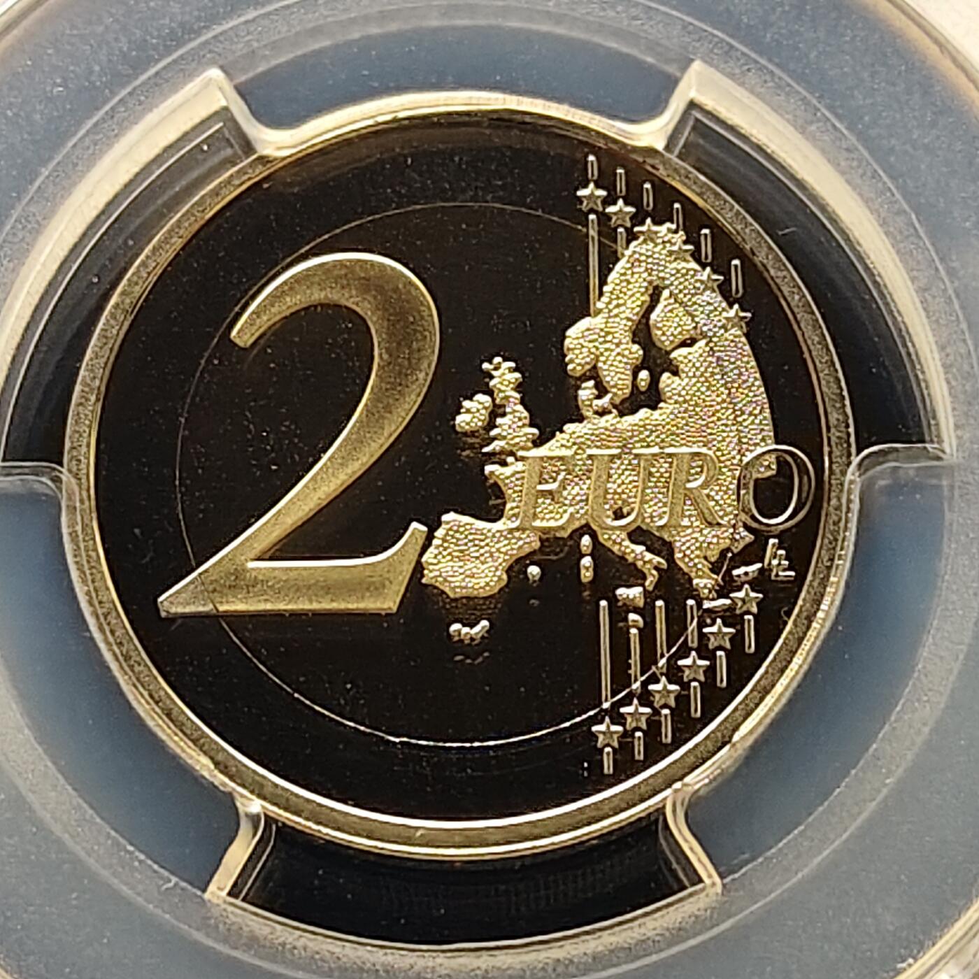 【全场包邮】纯粹捡漏拍493场 【收藏级·冠军分】法国2017年2欧元乳腺癌研究25周年彩色精制双色纪念币-PCGS PR69 DCAM