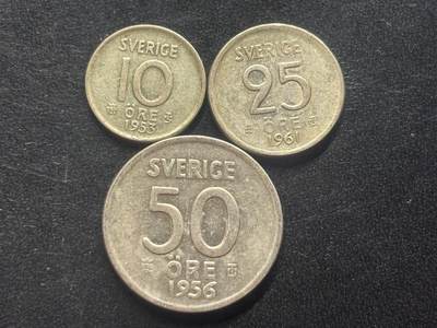 邮泉阁限时拍卖第三十九场 欧洲专场（硬币在国外。请付邮费6元。） - 瑞典古斯塔夫六世阿道夫国王银币3枚