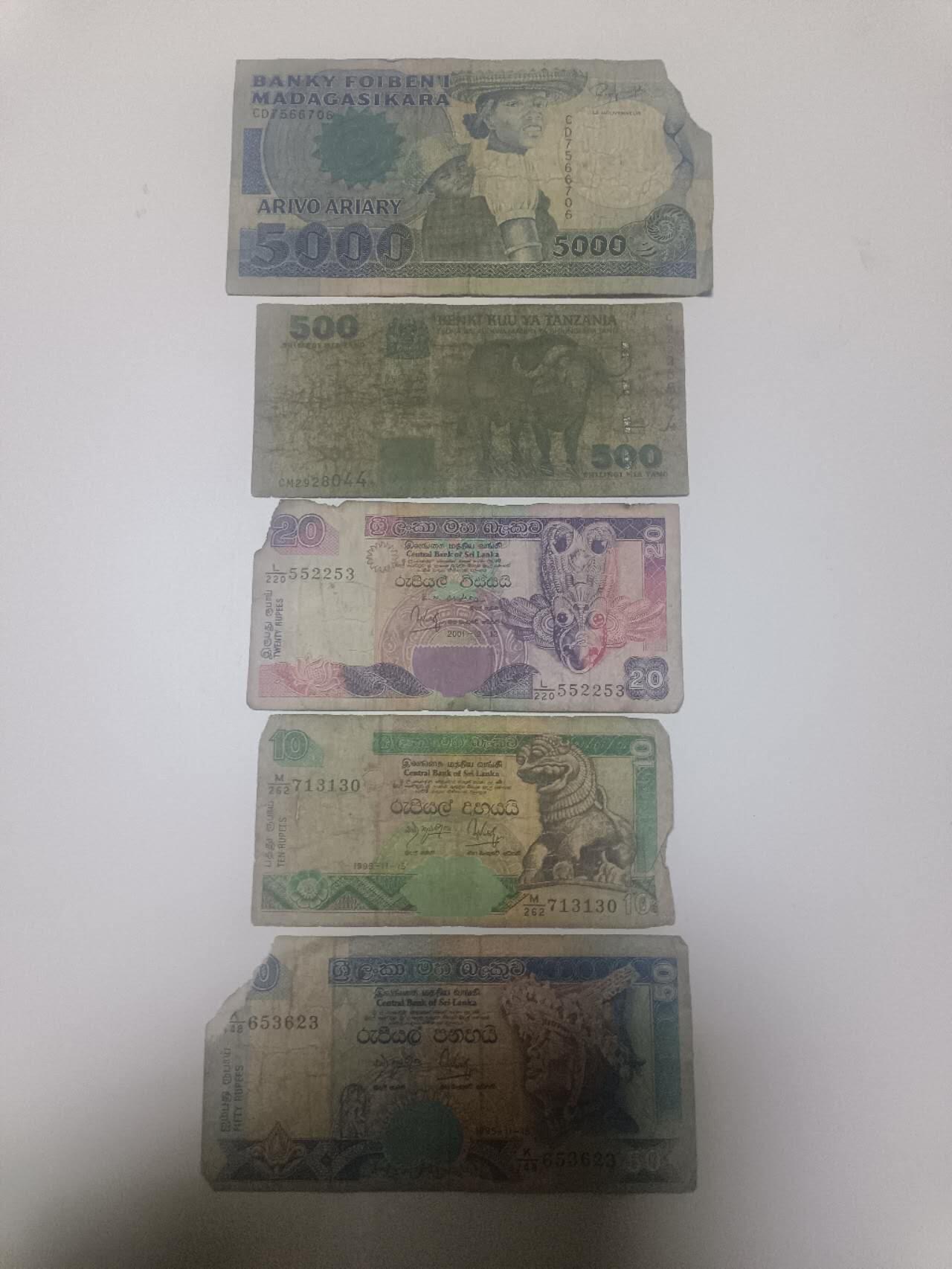 【20260113】非全新纸币和硬币第324场 非洲国家5张纸币，有缺口和裂缝