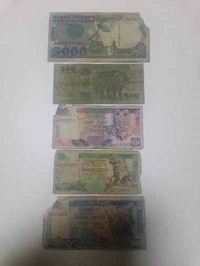 【20260113】非全新纸币和硬币第324场 - 非洲国家5张纸币，有缺口和裂缝