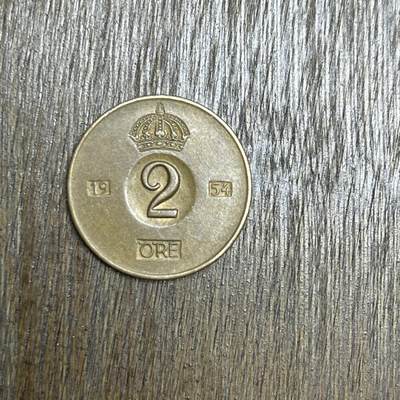 【铜匠收藏】★第137场★散币场。不寄存，30包邮。不满30元，支付5元运费。《接受代拍 代送NGC评级》 - 33【无寄存】1954 瑞典 2欧尔 铜币