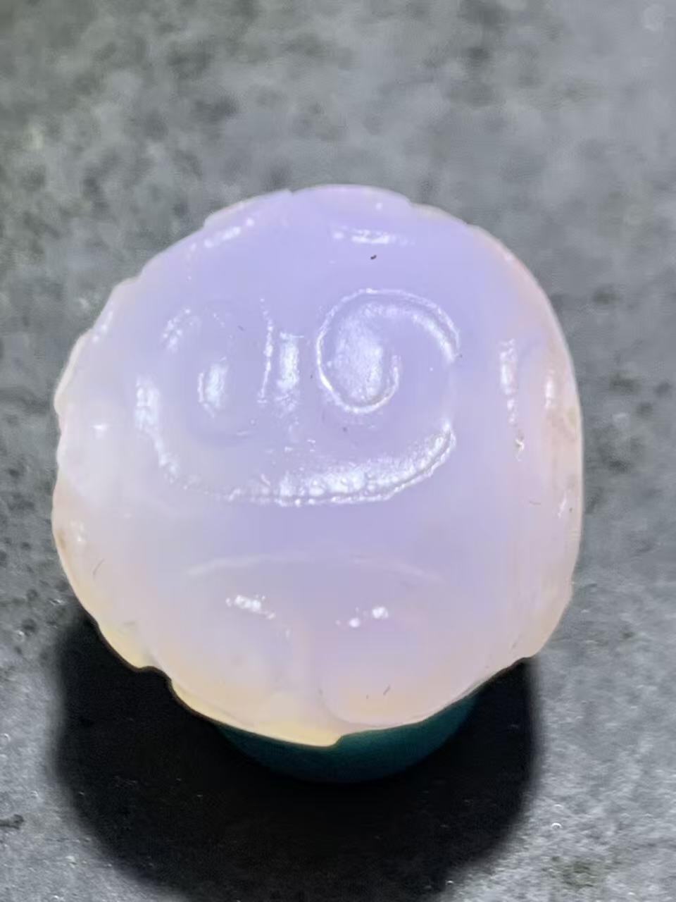 稀有紫罗兰高冰荧光润料玛瑙2.0随形回纹珠一颗