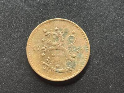 邮泉阁限时拍卖第三十九场 欧洲专场（硬币在国外。请付邮费6元。） 芬兰1951年1马克铜
