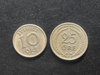 邮泉阁限时拍卖第三十九场 欧洲专场（硬币在国外。请付邮费6元。） 瑞典古斯塔沃五世国王镍币2枚