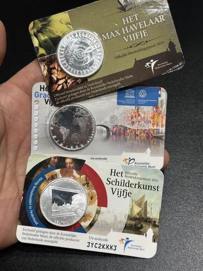 《外钞收藏家》第六百零一期（畅拍场）（本平台长期征集拍品、欢迎藏友们联系合作） - 荷兰2010年+2011年+2012年5欧元三枚纪念银币