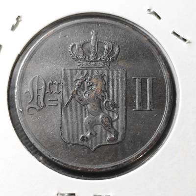 KK钱币收藏小铺  第399期  百期特拍（四拍之三）2月预留时间 周末发货 -  1878挪威5欧尔铜币