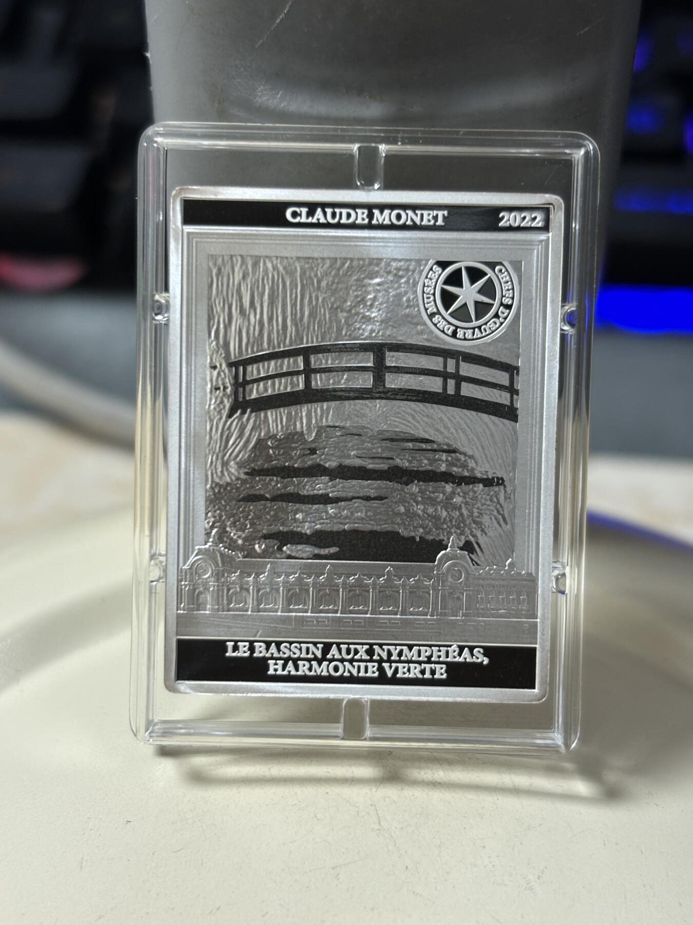 第187期拍卖 法国2022年博物馆的杰作系列莫奈睡莲矩形纪念银币，999银，22.2克，发行量3000枚