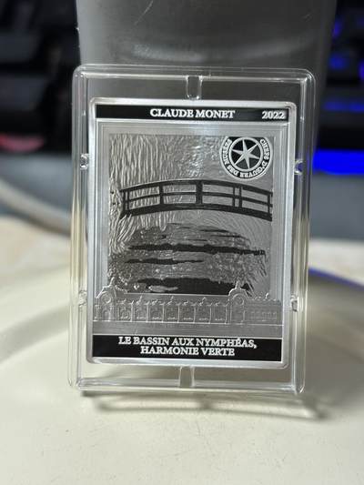 第187期拍卖 - 法国2022年博物馆的杰作系列莫奈睡莲矩形纪念银币，999银，22.2克，发行量3000枚
