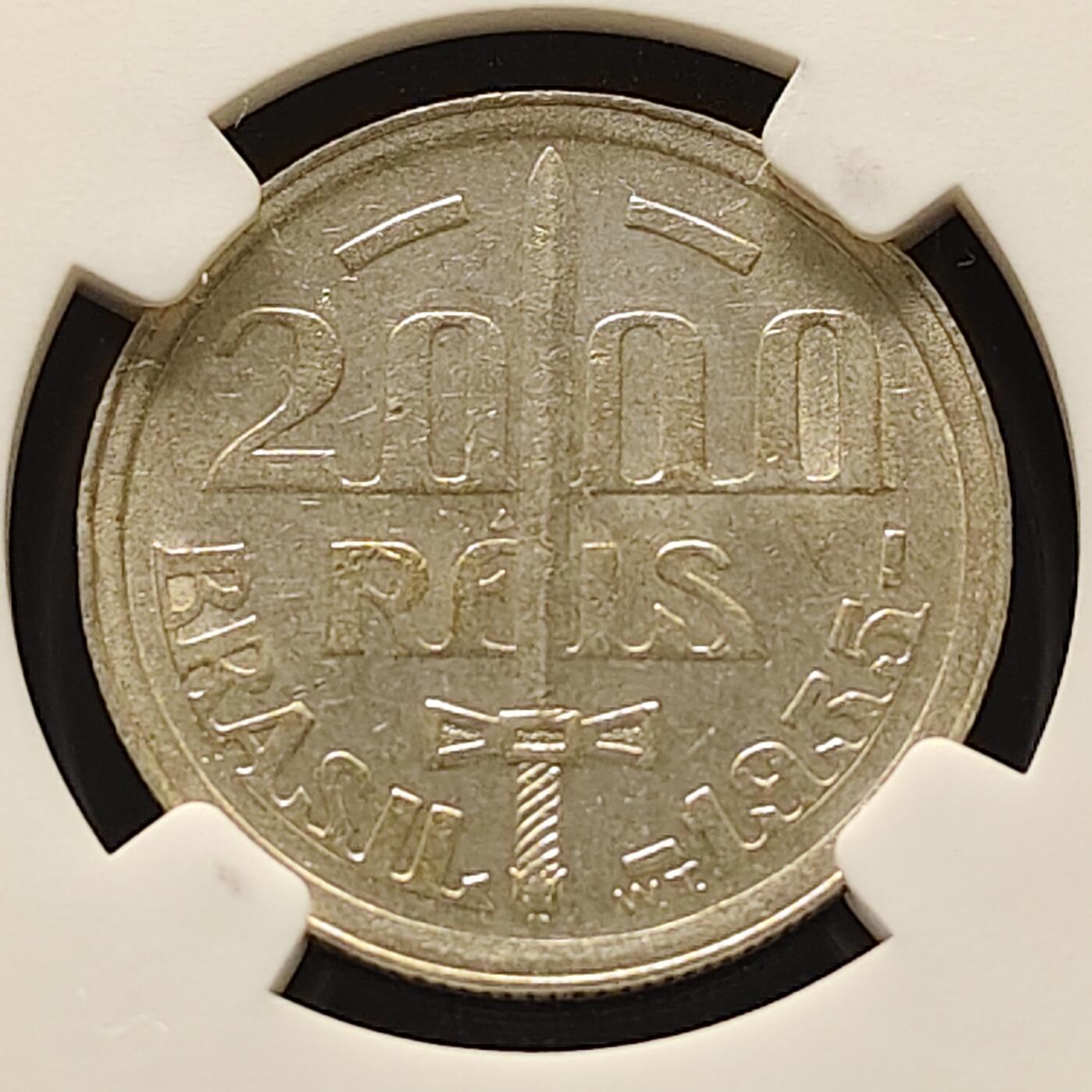 【全场包邮】纯粹捡漏拍493场 巴西1935年2000瑞斯陆军元帅卡西亚斯公爵银币-NGC UNC DETAILS
