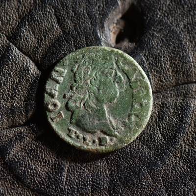 【良泉】【春节前最后一场】2月5日晚19.30点开拍！208组，本场结束后预存钱币的朋友请告知，将连同本场拍品一起邮寄，预祝诸位春节愉快！ - 公元1663年【波兰立陶宛联邦】约翰二世·卡齐米尔·瓦萨“波兰鹰”铜希林，1.16克