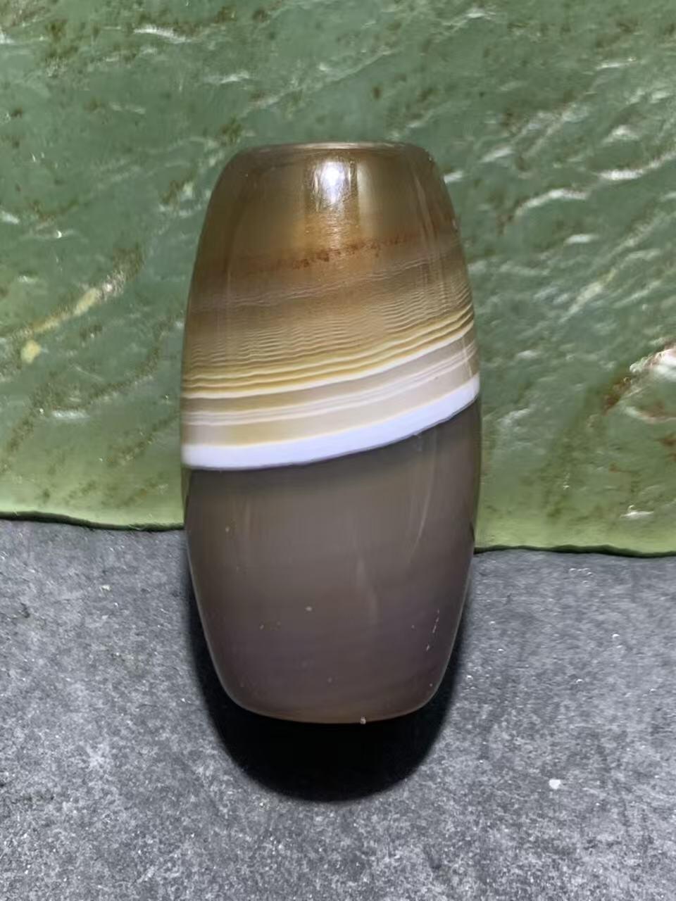 精美高玉化天地缠丝玛瑙桶珠一颗