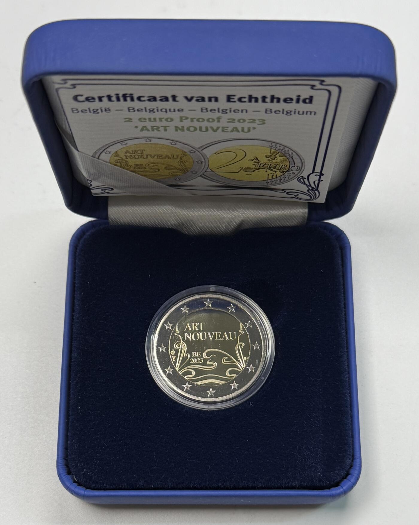 S&S Numismatic世界钱币-拍卖 第118期  比利时2023年 布鲁塞尔新艺术运动 2欧元双色精制纪念币 盒证齐全