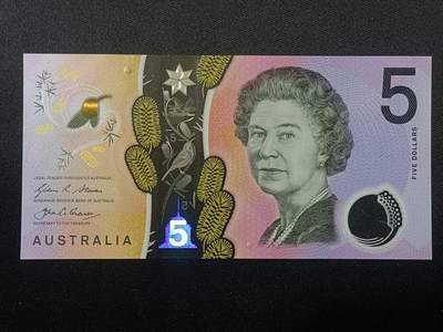 【游宝拍卖】乙巳蛇年第108期 周六集拍 - 澳大利亚-5元【永恒号 AJ160802152 全新UNC】