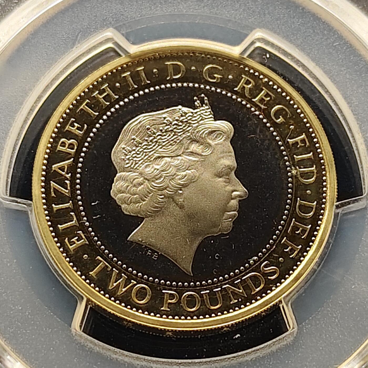 【全场包邮】纯粹捡漏拍493场 【收藏级·亚军分】英国2011年2镑詹姆斯国王圣经400周年精制双色纪念币-PCGS PR68 DCAM（更高分11枚）