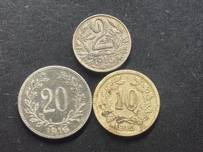 邮泉阁限时拍卖第三十九场 欧洲专场（硬币在国外。请付邮费6元。） - 奥匈帝国1916年3枚