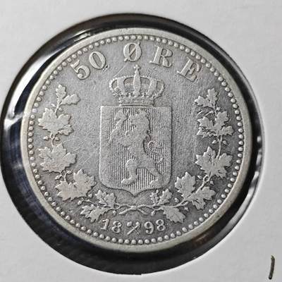KK钱币收藏小铺  第399期  百期特拍（四拍之三）2月预留时间 周末发货 -  1898挪威50欧尔银币