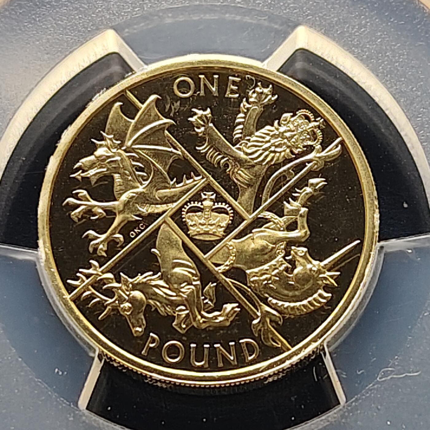 【全场包邮】纯粹捡漏拍493场 【收藏级·亚军分】英国2016年1镑最后的圆形1镑神兽纪念币-PCGS PR68 DCAM（更高分仅2枚）