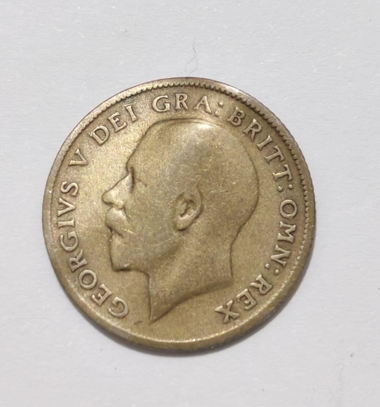 外国货币 1921年英国乔治五世时期发行的6便士（Sixpence）银币，50%银