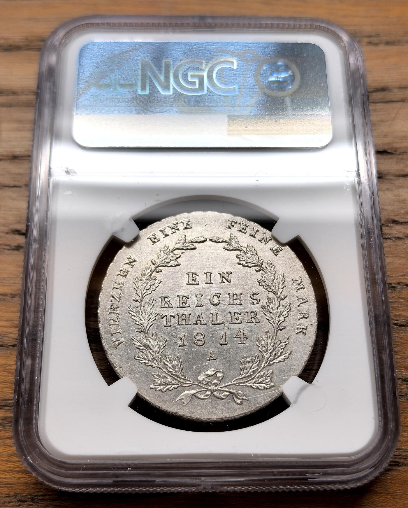 凡希社世界钱币微拍第三百十八期 1814德国普鲁士弗里德里希·威廉三世帝国泰勒大银柏林版NGC-UNCD